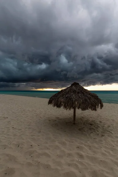 Beautiful View Sandy Beach Varadero Cuba Caribbean Sea Taken Dark — Stock Photo, Image