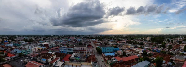 Flygfoto Panoramautsikt Över Liten Kubansk Stad Ciego Avila Molnig Och — Stockfoto