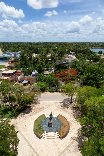 Vista Aérea Pequeño Pueblo Cubano Ciego Ávila Durante Día Nublado —  Fotos de Stock