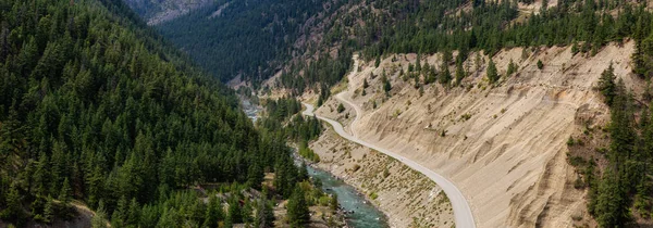 Luchtfoto Van Een Scenic Dirt Road Richting Gold Bridge Vallei — Stockfoto
