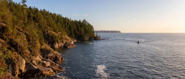 Panoramic View Rocky Coast Lighthouse Park West Vancouver British Columbia — Fotografia de Stock