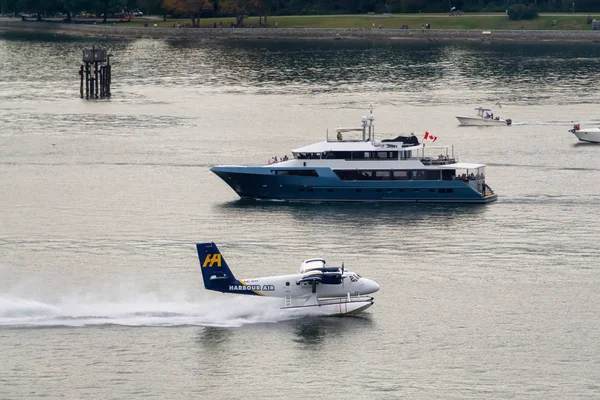 Vancouver Belvárosa British Columbia Kanada 2019 Szeptember Lebegő Repülőgép Vancouver — Stock Fotó