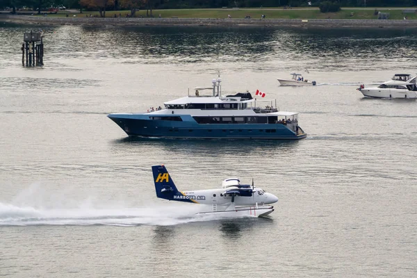 Vancouver Belvárosa British Columbia Kanada 2019 Szeptember Lebegő Repülőgép Vancouver — Stock Fotó