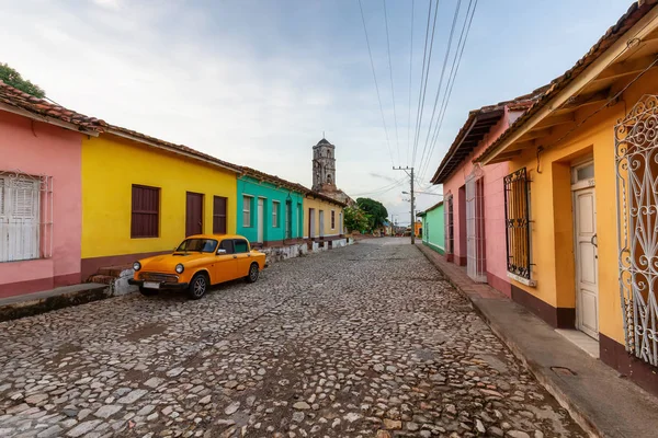 Vue Une Vieille Voiture Taxi Classique Dans Les Rues Une — Photo