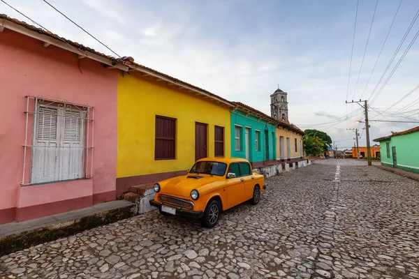 Vue Une Vieille Voiture Taxi Classique Dans Les Rues Une — Photo