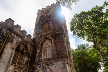 Glebe Land, Saint John, Barbados - 18 Aralık 2019: Güneşli ve bulutlu bir günde St. John Parish Kilisesi 'nin Güzel Manzarası.