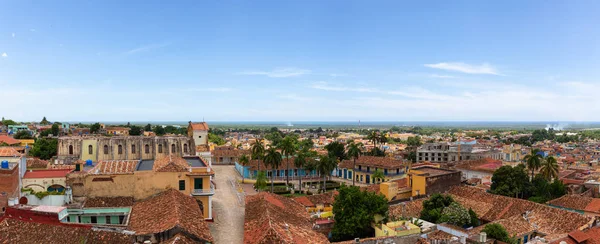 Aerial Panoramic View Small Touristic Cuban Town Sunny Cloudy Summer — Stock Photo, Image