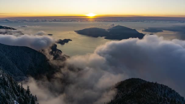 Time Lapse from St Marks Summit of Howe Sound Sunset — Stock video