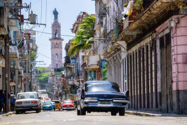 Eski Havana şehrinin güzel sokak manzarası, Küba 'nın başkenti