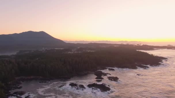 Linia brzegowa niedaleko Tofino i wyspy Ucluelet Vancouver, Kolumbia Brytyjska, Kanada — Wideo stockowe