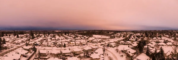 Aerial Neighborhood in Lower Mainland after snow storm — Stock Photo, Image