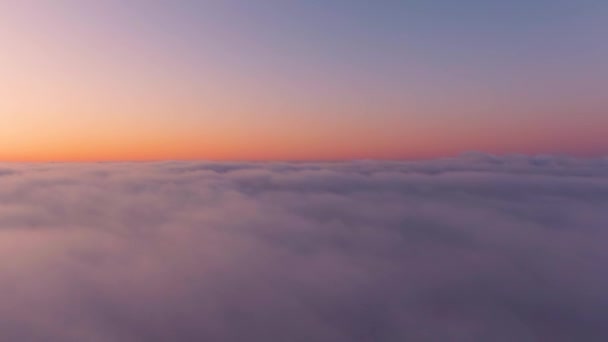 Aerial View of Cloudscape over the Pacific Ocean Coast during a colorful sunny sunrise — Stock Video