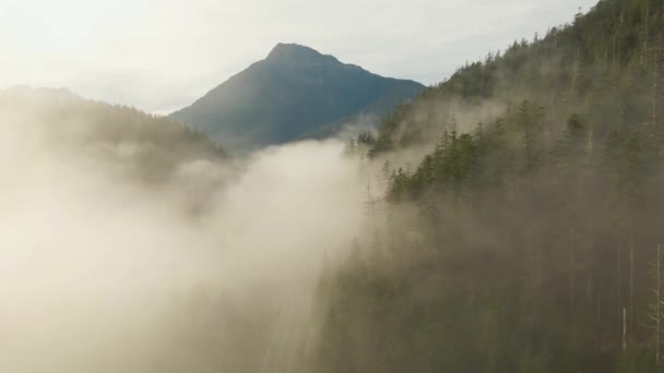 Vue Aérienne Du Beau Paysage Canadien De Montagne Au-dessus Des Nuages Par Une Journée Ensoleillée 