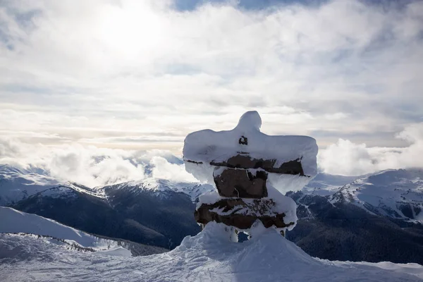 Whistler British Columbia Kanada Vacker Utsikt Över Statyn Toppen Blackcomb — Stockfoto