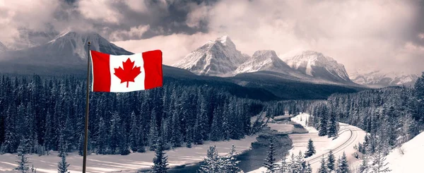 Park Narodowy Banff Alberta Kanada Iconic View Morant Curve Kanadyjskich — Zdjęcie stockowe