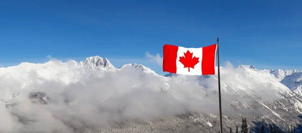 휘슬러 브리티시컬럼비아주 캐나다 흐리고 겨울날에는 캐나다의 산으로 뒤덮인 아름다운 풍경을 — 스톡 사진