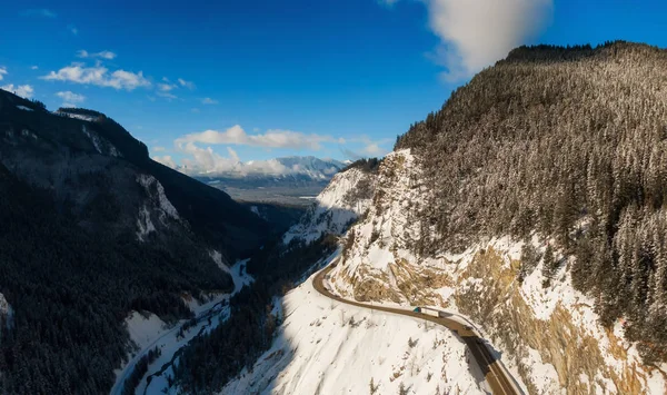 Vue Panoramique Aérienne Une Route Panoramique Dans Vallée Entre Paysage — Photo