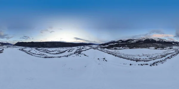 360 Panorama Kanadalı Dağ Manzarasının Güzel Hava Manzarası Canlı Bir — Stok fotoğraf