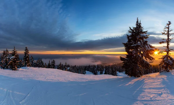 Seymour Mountain North Vancouver British Columbia Kanada Panoramautsikt Över Snowy — Stockfoto