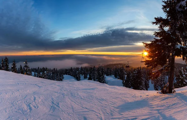 Seymour Mountain North Vancouver British Columbia Canada Panoramic View Snowy — Stock Photo, Image