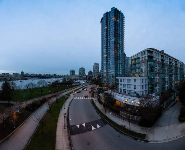 Vancouver Şehir Merkezi British Columbia Kanada Günbatımının Mavi Saatinde False — Stok fotoğraf