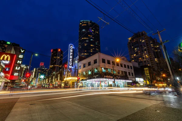 Downtown Vancouver Columbia Britannica Canada Feb 2020 Vista Notturna Una — Foto Stock