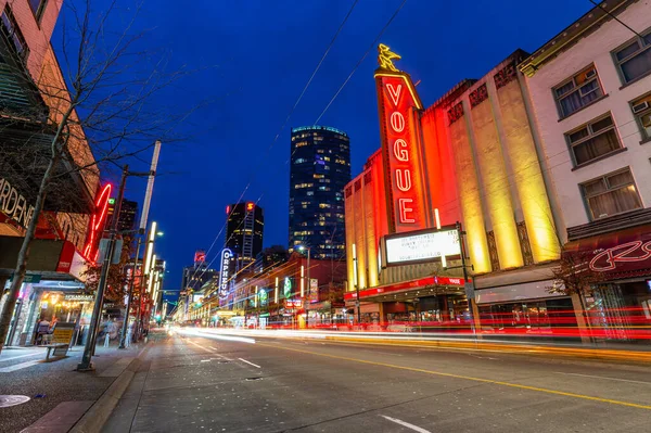 Downtown Vancouver Columbia Britannica Canada Feb 2020 Vista Notturna Una — Foto Stock