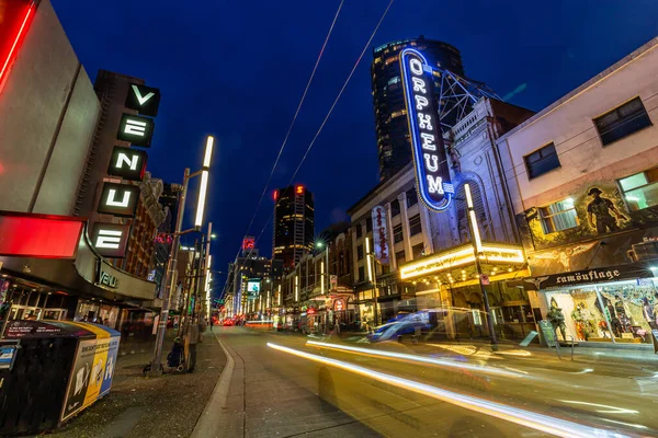 Downtown Vancouver British Columbia Canada Feb 2020 Night View Main — 스톡 사진