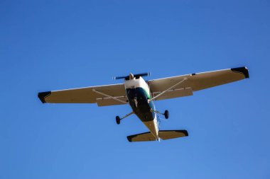 Pitt Meadows, Greater Vancouver, British Columbia, Canada - Feb 18, 2020: Small Airplane on the final approach and landing on the airport.