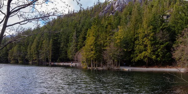 Vista Panorâmica Lago Browning Durante Dia Inverno Ensolarado Nublado Murrin — Fotografia de Stock