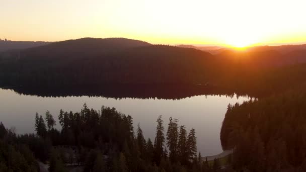Вид с воздуха на красивое озеро в канадской природе — стоковое видео