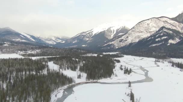 Hermosa vista aérea Drone del paisaje de montaña canadiense — Vídeo de stock