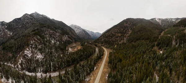 Aerial Panoramic View of a Scenic Road in the Canadian Mountain — Stock Photo, Image