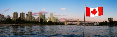 National Canadian Flag Composite. False Creek, Downtown Vancouver, British Columbia, Canada. clipart