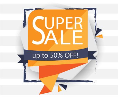 Süper satış geometrik düz stil banner web için.