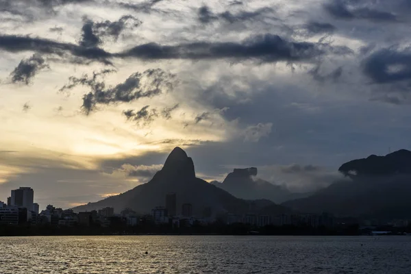 Tramonto della Laguna di Rodrigo de Freitas — Foto Stock