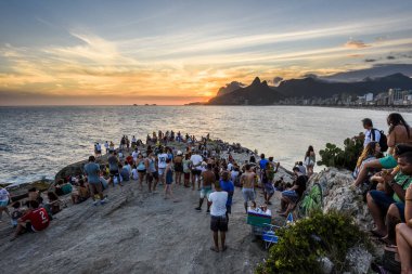 Arpoador Beach, Ipanema, Rio de yanında Marnixkade günbatımı