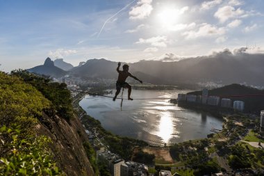 Rio De Janeiro, Brezilya, Ekim 2017: Highline PR güneşin, Rio de Janeiro, R Cantagalo Hill
