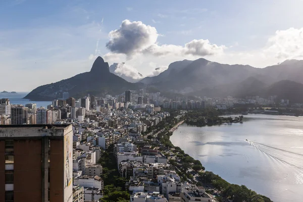 Видом Лагуну Пагорбу Cantagalo Сонця Ріо Жанейро — стокове фото