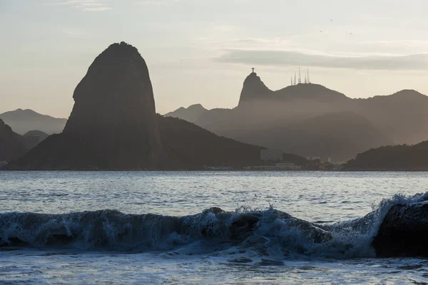 Západ Slunce Kajak Pádlování Baro Pláži Rio Janeiru — Stock fotografie