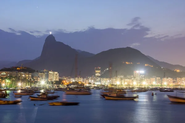 Vista dal distretto di Urca alla baia di Guanabara e al monte Corcovado , — Foto Stock