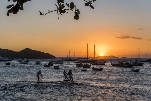 Statue of fishermen in Bardot Boardwalk — Stock Photo, Image