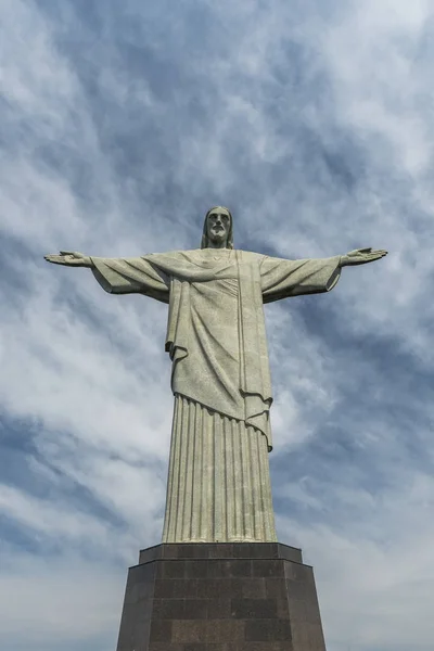 View Christ Redeemer Statue Top Corcovado Mountain Tijuca Forest Rio — Stock Photo, Image