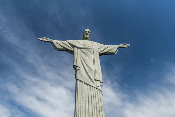 View Christ Redeemer Statue Top Corcovado Mountain Tijuca Forest Rio — Stock Photo, Image