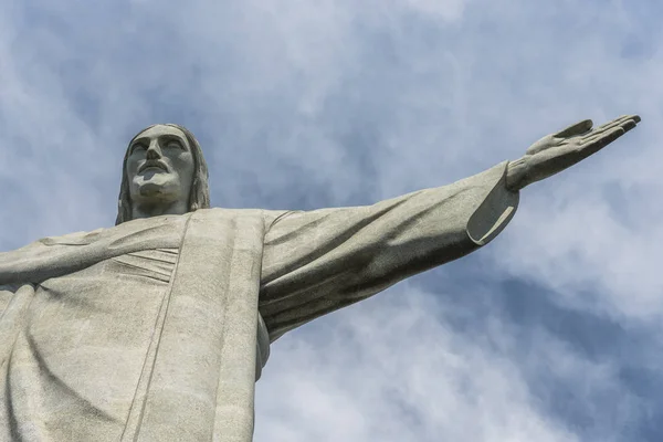 Zobacz Chrystusa Statua Odkupiciela Szczycie Góry Corcovado Lasu Tijuca Rio — Zdjęcie stockowe