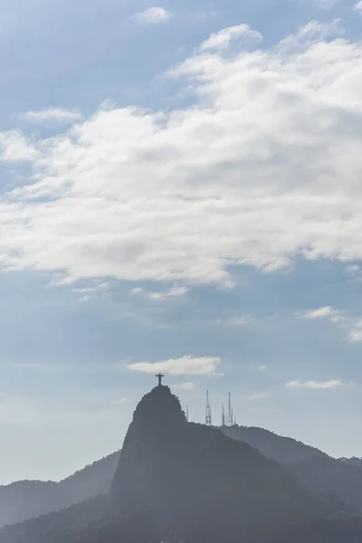 Cristo Redentor Estatua Morro Corcovado Visto Desde Morro Urca Junto — Foto de Stock