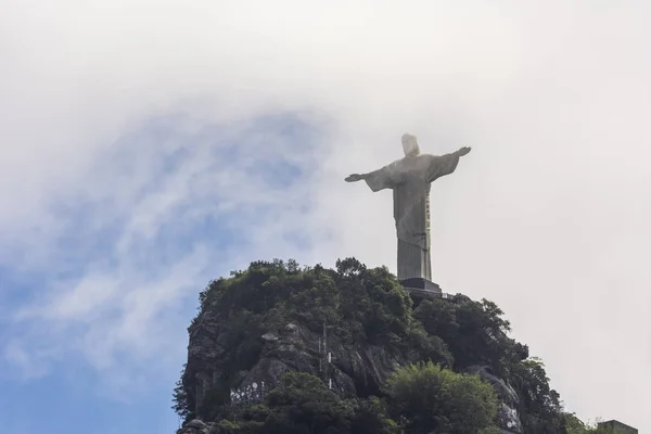 Cristo Redentor Staty Ovanpå Morro Corcovado Tijuca Forest Rio Janeiro — Stockfoto