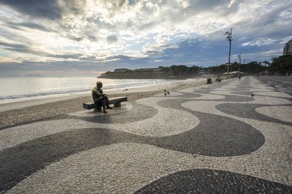 Socha Carlos Drummond Andrade Brazilský Básník Viděl Během Východu Slunce — Stock fotografie