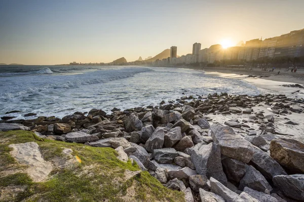 Západ Slunce Leme Beach Jen Vedle Copacabana Rio Janeiro Brazílie — Stock fotografie