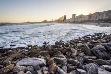 Leme Beach Copacabana, Rio de Janeiro, Brezilya yanında Marnixkade günbatımı